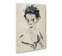 Self Portrait Vol.1 By Egon Schiele Canvas Print | Gallery Wrapped 30mm Frame Wall Art | 20x14 inches | Ready to Hang | Classic People Picture | Living Room Bedroom Lounge Office
