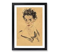 Self-Portrait Vol.1 by Egon Schiele Framed Print | A2 Black Framed Wall Art | Ready to Hang | Modern Nature Picture | Living Room Bedroom Lounge Office