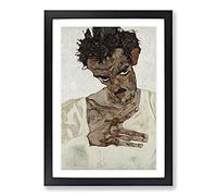 Self-Portrait Vol.10 by Egon Schiele Framed Print | A2 Black Framed Wall Art | Ready to Hang | Modern Nature Picture | Living Room Bedroom Lounge Office