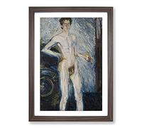 Self-Portrait Vol.2 by Richard Gerstl Framed Print | A2 Walnut Framed Wall Art | Ready to Hang | Modern Nature Picture | Living Room Bedroom Lounge Office