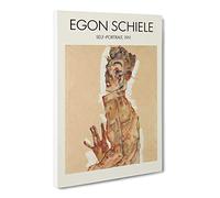 Self Portrait Vol.3 By Egon Schiele Canvas Print | Gallery Wrapped 30mm Frame Wall Art | 20x14 inches | Ready to Hang | Classic People Picture | Living Room Bedroom Lounge Office