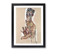 Self Portrait Vol.3 By Egon Schiele Classic Painting Framed Print | A3 Black Framed Wall Art | Ready to Hang | Classic Historical Picture | Living Room Bedroom Lounge Office
