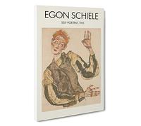 Self Portrait Vol.4 Egon Schiele Canvas Print | Gallery Wrapped 30mm Frame Wall Art | 30x20 inches | Ready to Hang | Contemporary People Picture | Living Room Bedroom Lounge Office
