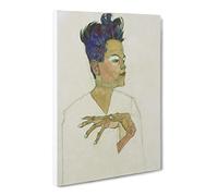 Self Portrait Vol.5 By Egon Schiele Canvas Print | Gallery Wrapped 30mm Frame Wall Art | 24x16 inches | Ready to Hang | Classic People Picture | Living Room Bedroom Lounge Office