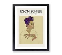 Self Portrait Vol.5 By Egon Schiele Exhibition Museum Painting Framed Print | A3 Black Framed Wall Art | Ready to Hang | Modern Historical Picture | Living Room Bedroom Lounge Office