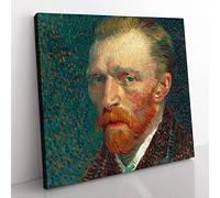 Self Portrait Vol.5 by Vincent van gogh Classic Painting Canvas Wall Art Print Ready to Hang, Framed Picture for Living Room Bedroom Home Office Décor, 35x35 cm (14x14 Inch)