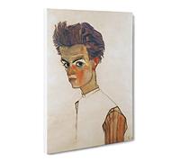 Self Portrait Vol.6 By Egon Schiele Canvas Print | Gallery Wrapped 30mm Frame Wall Art | 24x16 inches | Ready to Hang | Classic People Picture | Living Room Bedroom Lounge Office