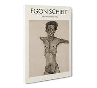 Self Portrait Vol.9 By Egon Schiele Canvas Print | Gallery Wrapped 30mm Frame Wall Art | 30x20 inches | Ready to Hang | Classic People Picture | Living Room Bedroom Lounge Office