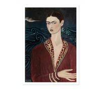 Self-Portrait Wearing A Velvet Dress Frida Kahlo Poster, Classic Art Painting Print, Art Exhibition Neutral Wall Art, Vintage Minimalist Home Decor Picture, A5 (Print Only) - 21x14.8cm