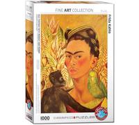 Self Portrait with Monkey and Parrot by Frida Kahlo