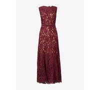 Self-Portrait Womens Self-Portrait Guipure-Lace Stretch-Woven Midi Dress Burgundy 10