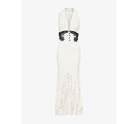 Self-Portrait Womens Self-Portrait Polka Dot Halter-Neck Woven Midi Dress White 6