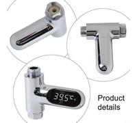 Self-Powered Digital Water Temperature Meter with 360° Rotating LCD Display, Accurate 0.5°C Sensor for 1/2 Inch Shower Hose or Hand Shower, No Battery Required, Easy Inst