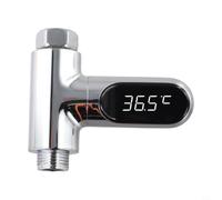 Self Powered Shower Thermometer LED Display 5-85C Water Temperature Monitor Flow Sensor Real Time Reading Rotatable Screen Bathroom Safety Gadget Silver 1/2 Inch(second generation)