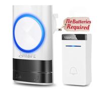 Self-Powered Wireless Doorbell, Cordless Plug in Door Bells, IP44 Waterproof Door Chime Bell, 58 Ringtones, 0-110dB Loud 4 Levels Volume, 500-1003ft Range, No Battery Required White