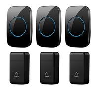 Self-Powered Wireless Doorbell, Doorbell with 200M Range, 38 Chimes, 3 Adjustable Volume Levels, 3 Doorbell Button 3 Plug in Receivers, Best for Home/Hospital/Office (Black)