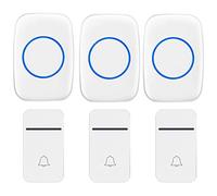 Self-Powered Wireless Doorbell, Doorbell with 200M Range, 38 Chimes, 3 Adjustable Volume Levels, 3 Doorbell Button 3 Plug in Receivers, Best for Home/Hospital/Office (White)