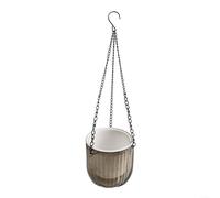 Self Priming Hanging Flower Pot with Cotton Rope Watering System, Transparent PET for Water Level Monitoring, and Drainage Design to Prevent Root Rot in Indoor and Outdoor Use (Small)