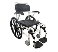 Self propel Wheeled mobile commode shower chair with footrests and flip up armrests