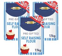 Self Raising Flour 1.1Kg, Pack Of 3, Pre-Sifted for lighter bakes, Perfect for home baking, Suitable for cakes, scones, and biscuits
