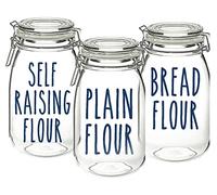 Self Raising Flour, Plain Flour, Bread Flour - Vinyl Sticker Decal Labels for Jars, Containers, Kitchen, Pantry Organisation (Large - 6cm Tall Capital Letter Height, Cream)