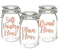 Self-Raising Flour, Plain Flour, Bread Flour - Vinyl Sticker Decal Labels for Jars, Containers, Kitchen, Pantry Organisation (Small - 3cm Tall Capital Letter Height, Emerald Green)