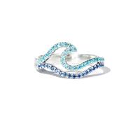 Self-Reminder Wave Ring, Best Friend Ring, Blue Wave Ring, Sterling Silver Double Wave Ring, for Bestie Soul Sister Christmas Birthday Gifts (9)