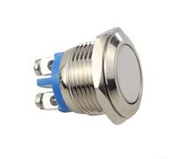 Self Reset Power Switch with 16mm Mounting Hole, Metal Construction, Screw Terminal Type, IP67 and IK08 Protection for Electrical Control (Flat head)