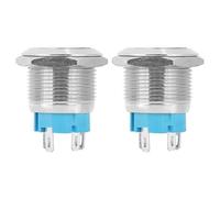 Self Reset Push Button Switch 4PIN Metal with Yellow Light DC 12V 24V IP65 Protection for Industrial Equipment and Control Panels Stainless Steel Housing 2PCS