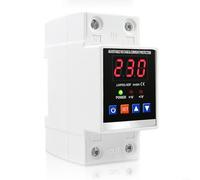 Self-Resetting Over Under Voltage Protector with Digital Display, Adjustable 140-300V AC Protection Device for Home and Commercial DIN Rail Installation, 40A/63A Automatic Reset Delay(63A)