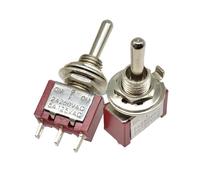 Self Resetting Toggle Switch, Metal 3 Pin 3 Position Mini Latching, Red 10PCS - Durable Construction, Silver Contacts, Ideal for Compact Electronic Devices