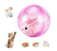 Self-Rolling Interactive Cat Ball, 360° Rolling Spin Moving Cat Chase Toy, Fun Realistic Animal Automatic Pet Balls for Cats, Kittens And Dogs(Pink,Rabbit)