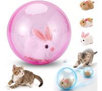 Self-Rolling Interactive Cat Ball Realistic Animal Automatic Moving Rolling Cat Ball 360° Rolling Spin Moving Fun Indoor Interactive Pet Ball Hamster Running Exercise Balls (Rabbit Pink)