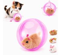 Self-Rolling Interactive Cat Ball,Realistic Animal Automatic Moving Rolling Cat Ball,360° Rolling Spin Moving Cat Ball Fun Indoor Interactive Pet Balls for Cats Dogs Chasing (Pink,Mouse*A)