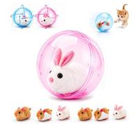 Self-Rolling Interactive Cat Ball, Realistic Animal Automatic Moving Rolling Cat Ball, Rechargeable Pet Toy for Indoor Chasing, Playful Kitten Entertainment, Puppy Exercises (Pink Rabbits)