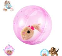 Self-Rolling Interactive Cat Ball, Smart Auto Rolling Ball with Mouse Cat Toy, Realistic Animal Rotate 360 Degrees for Dogs, Small Pets Indoor Play (Pink 2)