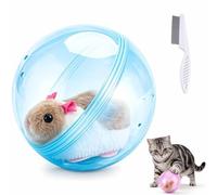 Self-Rolling Interactive Cat Ball, Toys Electric Chases Goes on Balls, 360° Rolling Spin Moving Cat Ball Fun Indoor Interactive Pet Ball for Cats Dogs Chasing (Blue, B)