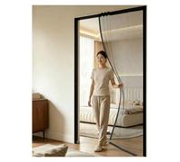 Self-Sealing Magnetic Fly Screen Door Curtain, Sliding Rail Fits Doors, Invisible Side Opening Mesh, Keep Mosquitoes & Bugs Out, Fiberglass Anti Insect Net