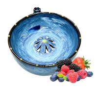 Self Spining Berry Washing Bowl, 360° Vortexs Fruit and Vegetable Washer with Drain, 3D Printed Multifunctional Aesthetics Fruit Washer Basket for Kitchen Camping, 6.6 * 5.9 * 3.3 in