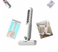 Self Squeezing Mini mop,Easy to Operate, can Rotate 180 °, Suitable for Corners Such as Kitchen, Bathroom, and Living Room (2 Cotton Heads+1 Squeezing Handle) White