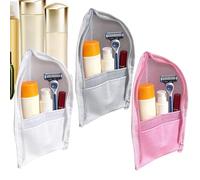 Self-Standing Toilet Bag - Waterproof Mesh Container | 3-Piece Set Self-Standing Travel Cosmetic Bag with Zips - for Skin Care Beauty Hygiene Shower Cruise Dam