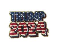 Self Stick Chenille Patches, Trump 2024 Self Adhesive Gold Border Glitter Varsity Embroidered Patch, Sew On/Repair Patch Applique for Clothes, Dress, Hat, Jeans, DIY Accessories.