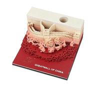 Self-Stick Notes 3D Sticky Notes The Great Wall Notepads, 130 Sheets Memo Pads, Art 3D Notepad, 3D Notepad for Child/Lover/Friends/Wife/Student Gifts (Red)(Red)