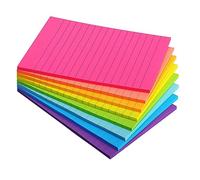 Self Stick Notes with Lines, Bright Ruled Stickies Ruled Post Sticky Power Memo Pads Strong Adhesive with 6 Colors for Office Home