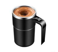 Self-stirring coffee cup with integrated temp control display and USB charging for home office school or on-the-go use (380ml Black)