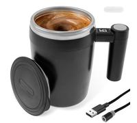 Self Stirring Coffee Mug 400ml Rechargeable Automatic Magnetic Self Mixing Coffee Mug with Temperature Display Portable Auto Mixing Cup Hot Beverage Mixer for Coffee Milk Hot Chocolat Latte Mocha