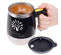 Self stirring coffee mug - Automatic mixing stainless steel cup - To stir your coffee, tea, hot chocolate, milk, protein shake, bouillon, etc. - Ideal for office, school, gym, home - 400 ml / 13.5 oz