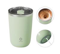 Self Stirring Coffee Mug, Electric Mixing Cups 350ml Rechargeable Stainless Steel Self Stirring Cup Electric High Speed Mixing Cup Household with Lid for Coffee Milk Cocoa (Green)