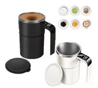 Self Stirring Coffee Mug With Lid - 12oz Electric Magnetic Rechargeable Auto Mixing Cup, Stainless Steel for Coffee/Milk/Tea/Hot Chocolate