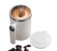 Self Stirring Cup - USB Rechargeable Stainless Steel Drinkware with Built-in LCD Thermograph - Self Stirring Mug - for Campfire Tea Milk Hiking Hot Chocolate Camping Party
